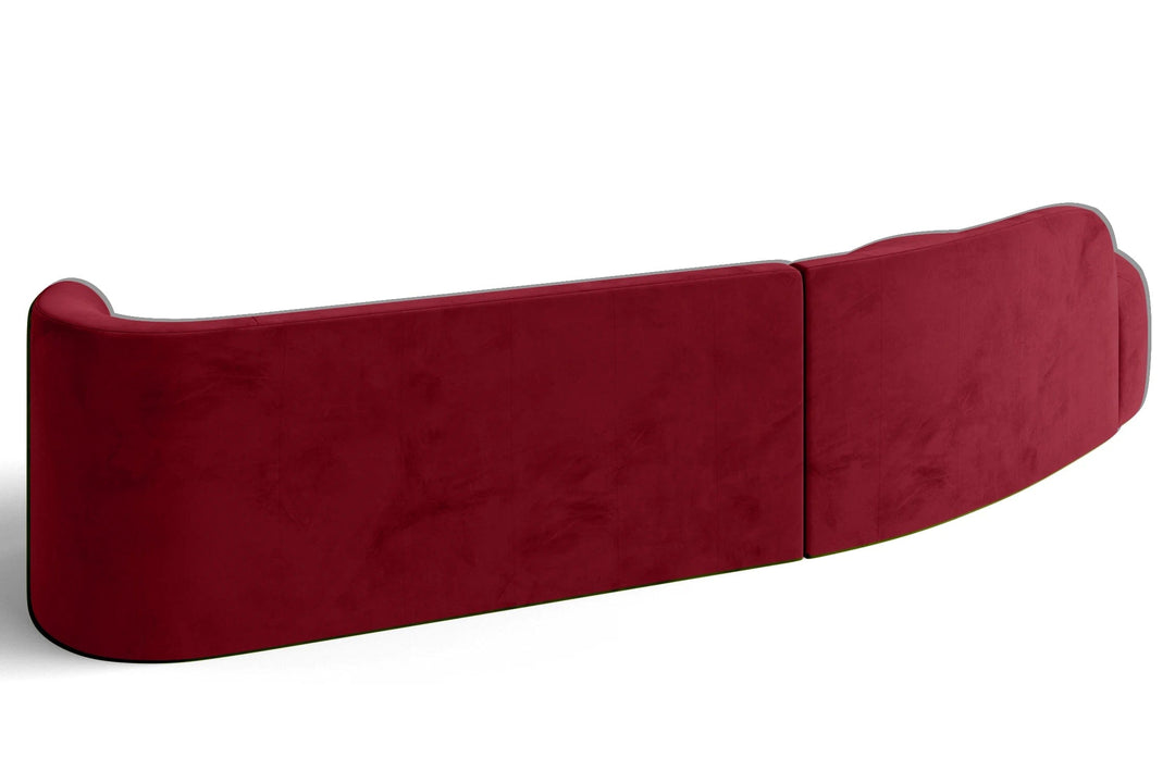 LIVELUSSO Chaise Lounge Sofa Caserta 4 Seater Left Hand Facing Chaise Lounge Corner Sofa Red Velvet