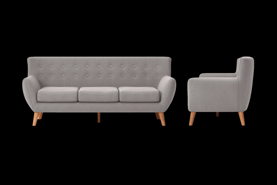 LIVELUSSO Sofa Casoria 3 Seater Sofa Grey Linen Fabric