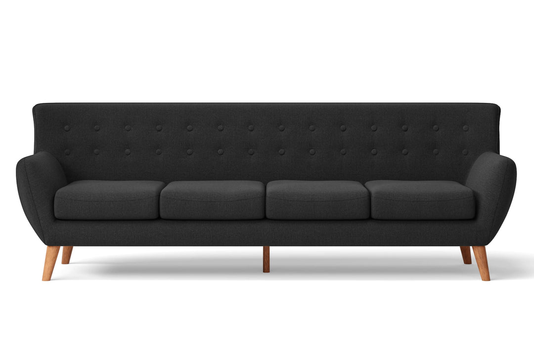 LIVELUSSO Sofa Casoria 4 Seater Sofa Black Linen Fabric