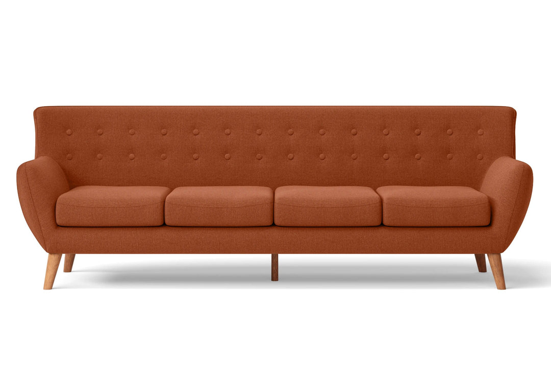LIVELUSSO Sofa Casoria 4 Seater Sofa Orange Linen Fabric