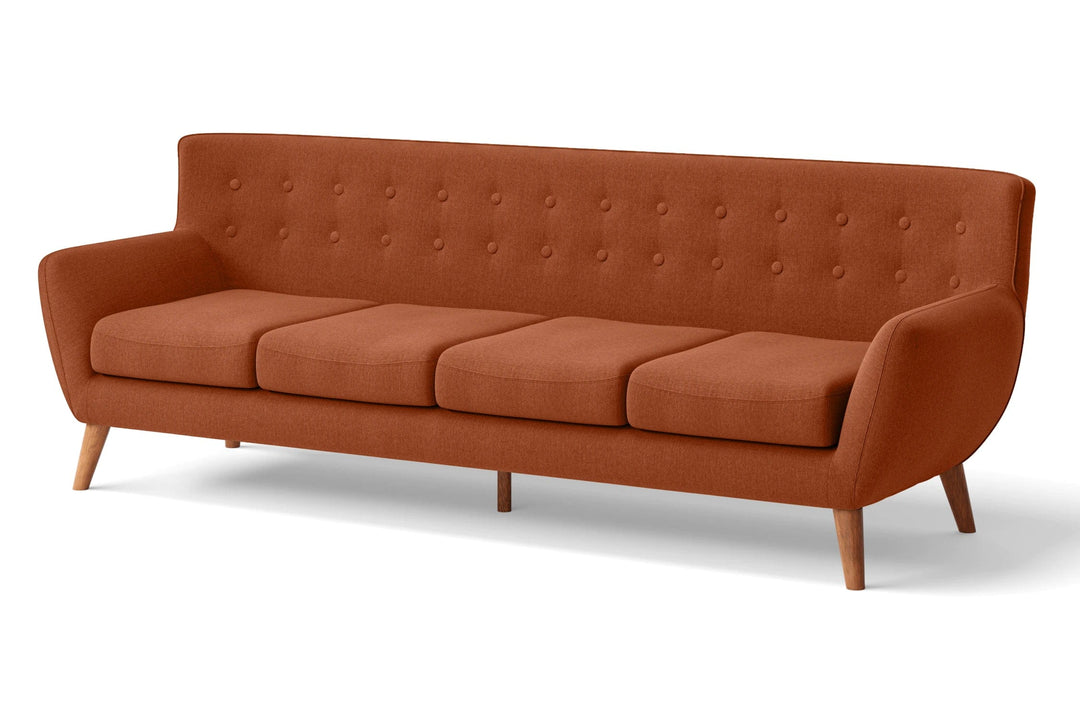 LIVELUSSO Sofa Casoria 4 Seater Sofa Orange Linen Fabric