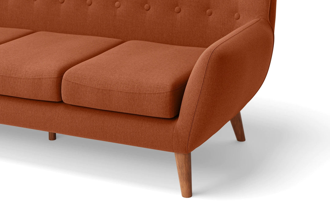 LIVELUSSO Sofa Casoria 4 Seater Sofa Orange Linen Fabric