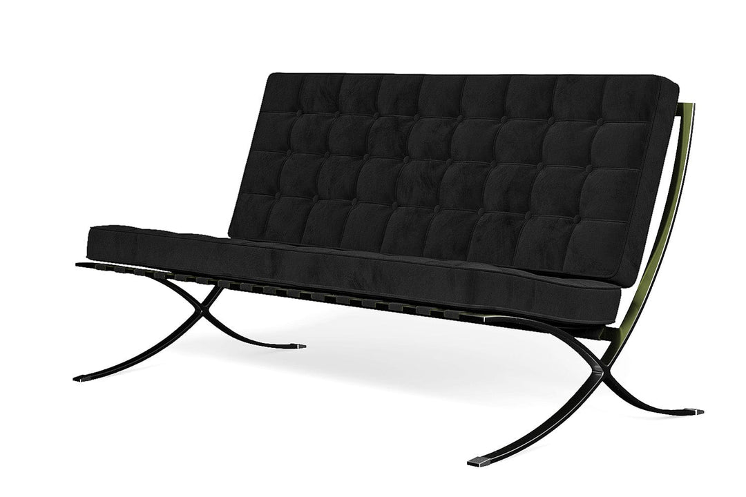 LIVELUSSO Sofa Catania 2 Seater Sofa Black Velvet