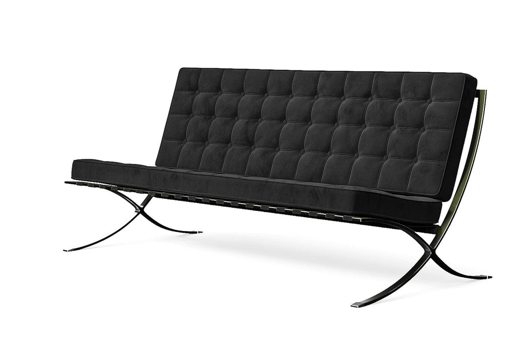 LIVELUSSO Sofa Catania 3 Seater Sofa Black Velvet