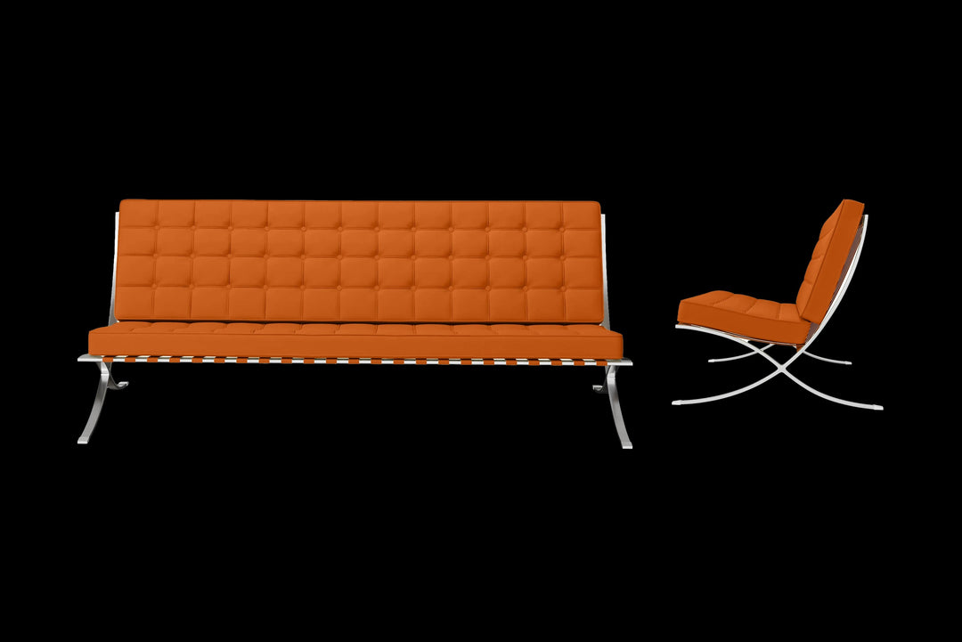 LIVELUSSO Sofa Catania 4 Seater Sofa Orange Leather