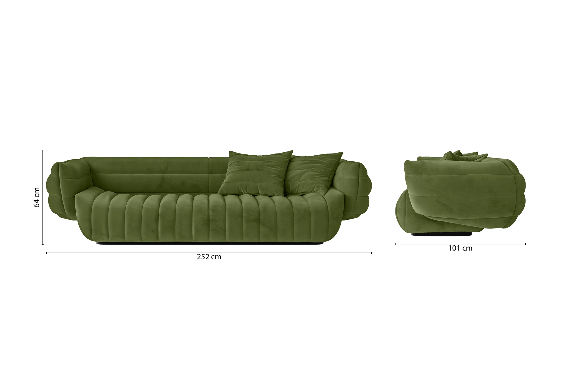 Cinisello 3 Seater Sofa Lime Velvet