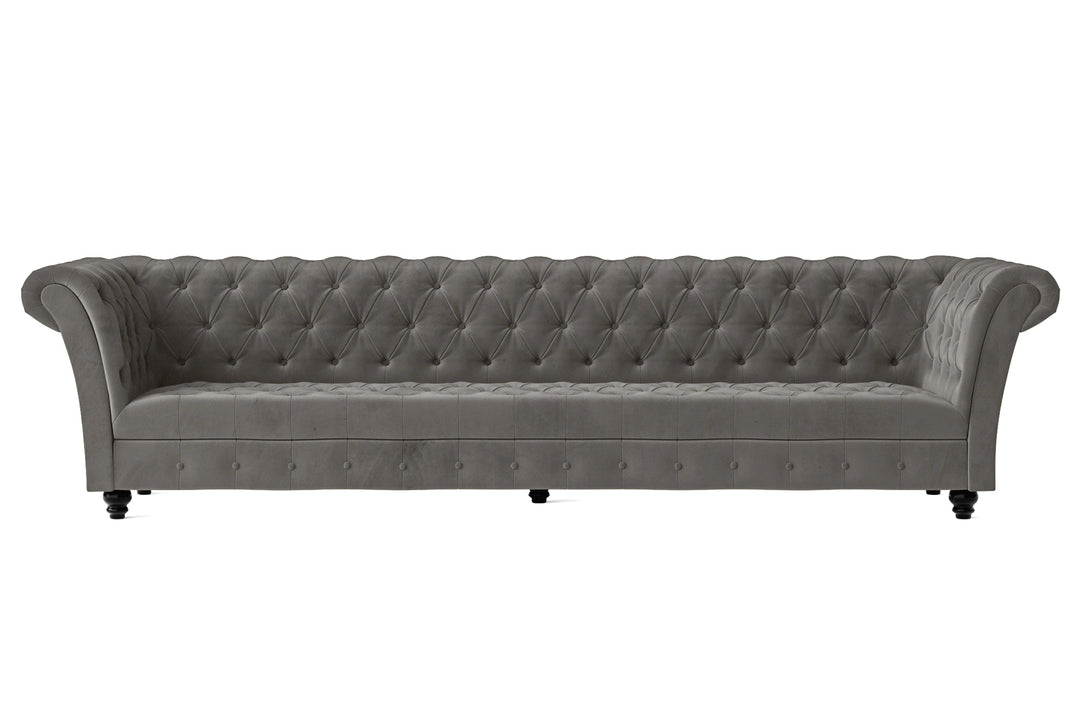 LIVELUSSO Sofa Civita 4 Seater Sofa Grey Velvet