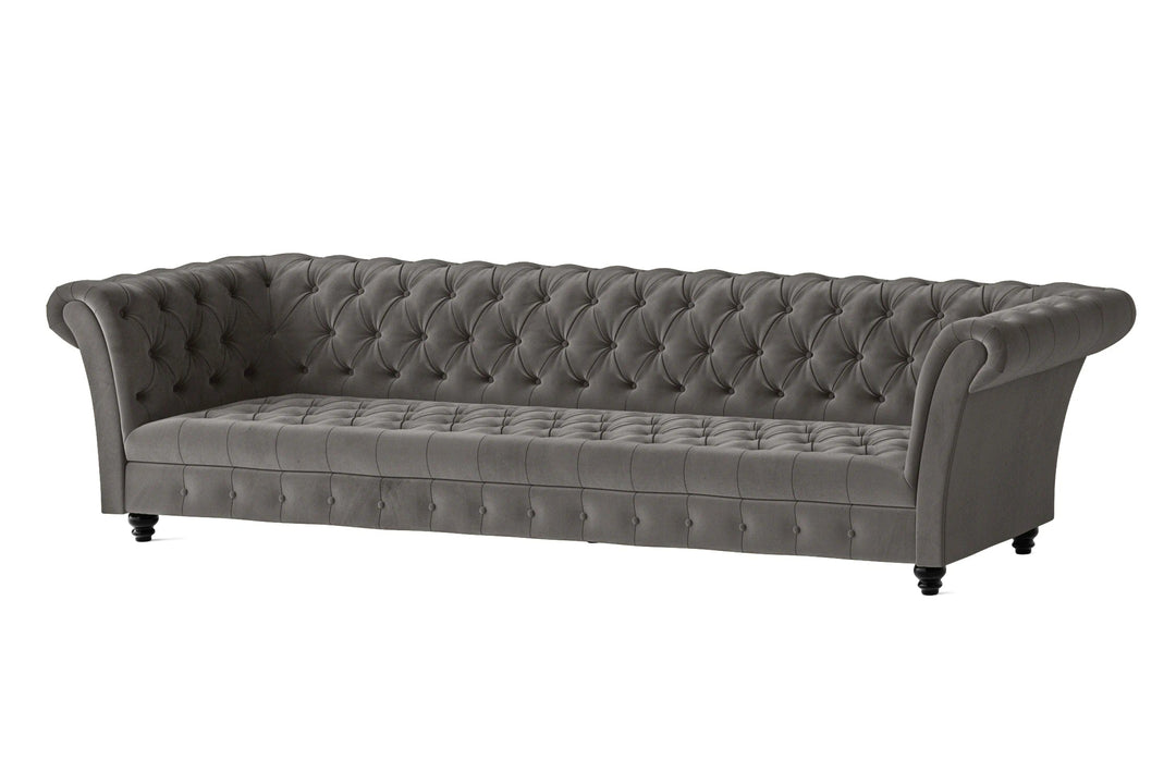 LIVELUSSO Sofa Civita 4 Seater Sofa Grey Velvet