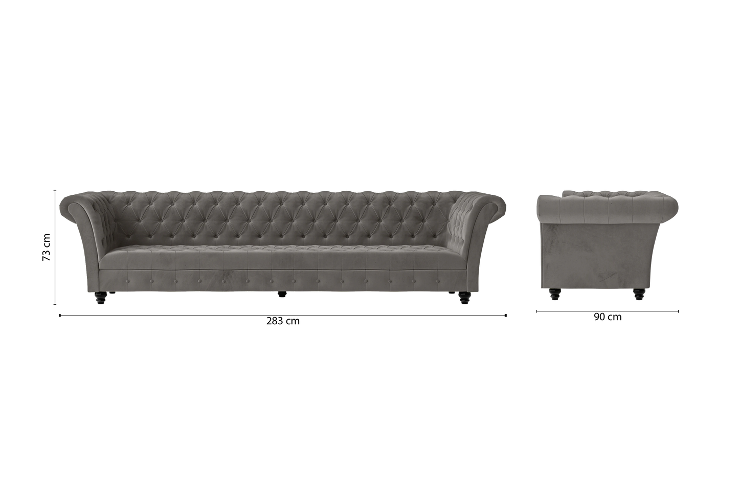 Civita 4 Seater Sofa Grey Velvet