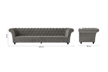 Civita 4 Seater Sofa Grey Velvet