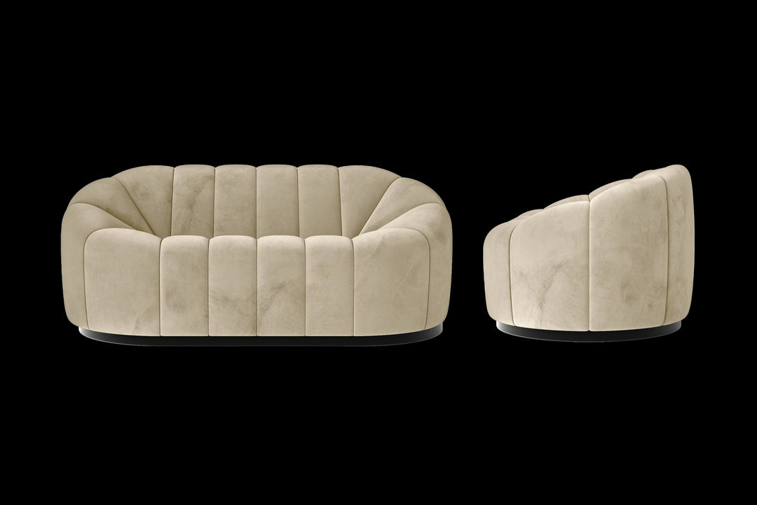 LIVELUSSO Sofa Columbia 2 Seater Sofa Cream Velvet