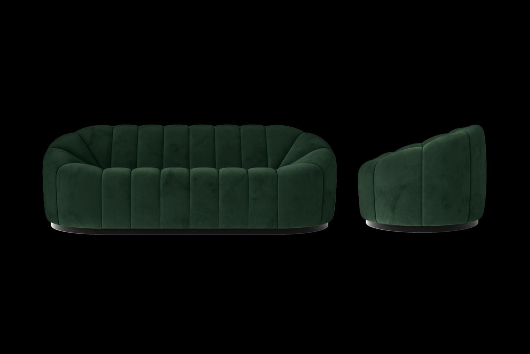 LIVELUSSO Sofa Columbia 3 Seater Sofa Green Velvet