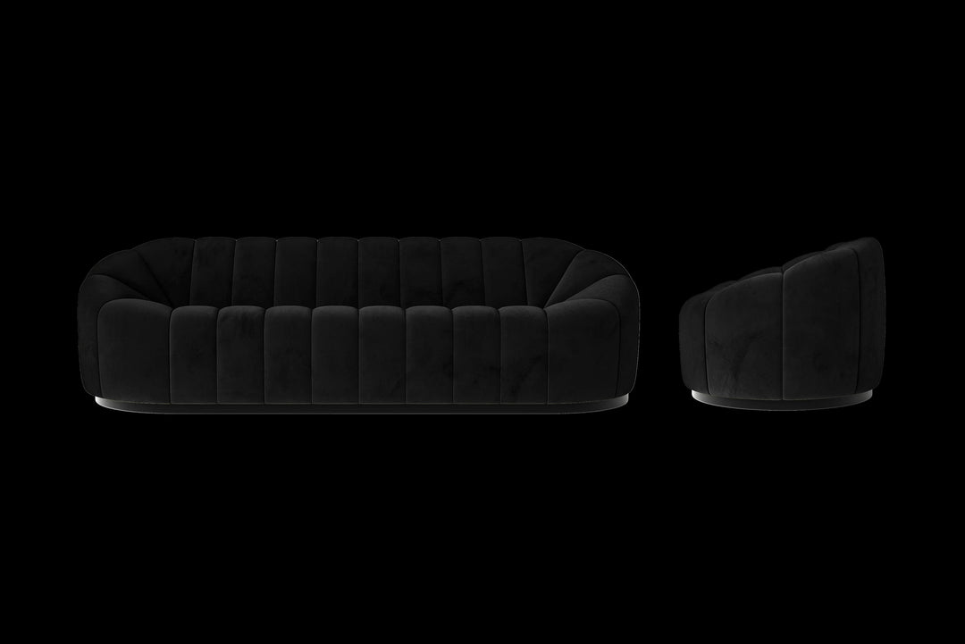 LIVELUSSO Sofa Columbia 4 Seater Sofa Black Velvet