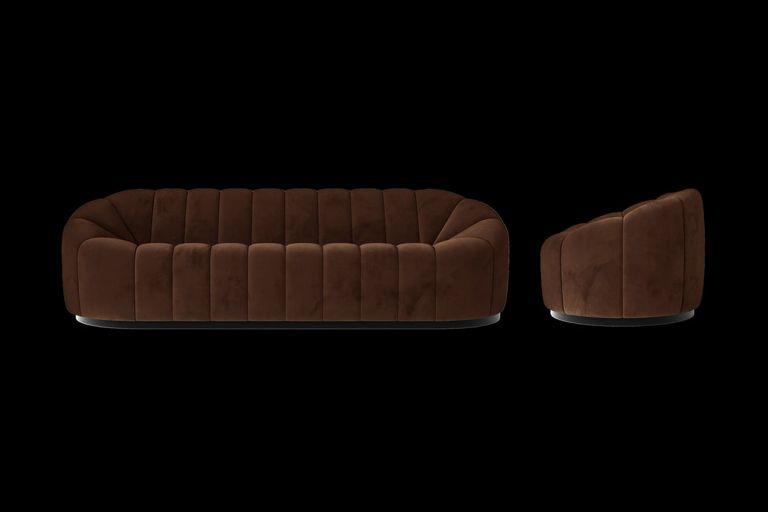 LIVELUSSO Sofa Columbia 4 Seater Sofa Coffee Brown Velvet