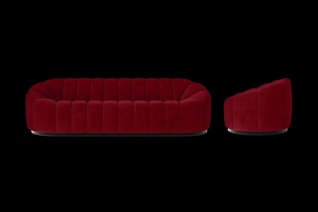 LIVELUSSO Sofa Columbia 4 Seater Sofa Red Velvet