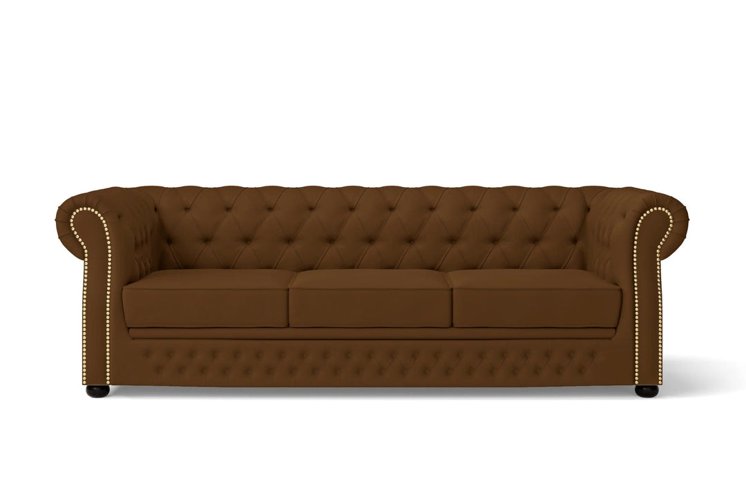 LIVELUSSO Sofa Cuneo 3 Seater Sofa Walnut Brown Leather