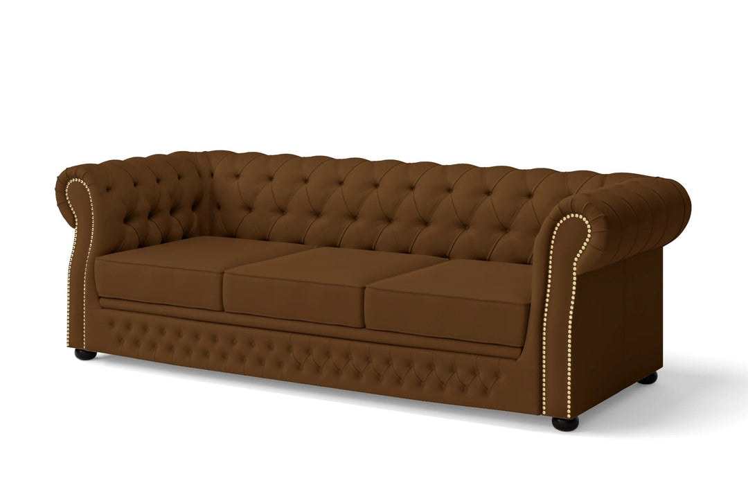 LIVELUSSO Sofa Cuneo 3 Seater Sofa Walnut Brown Leather