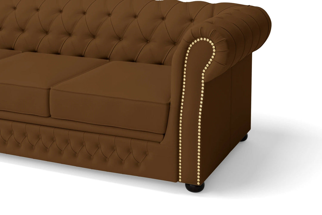 LIVELUSSO Sofa Cuneo 3 Seater Sofa Walnut Brown Leather