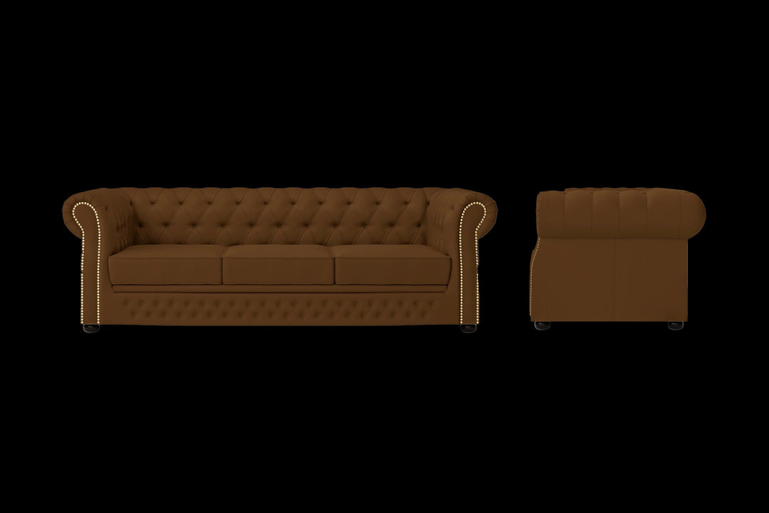 LIVELUSSO Sofa Cuneo 3 Seater Sofa Walnut Brown Leather