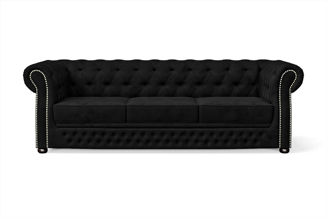 LIVELUSSO Sofa Cuneo 3 Seater Sofa Black Velvet