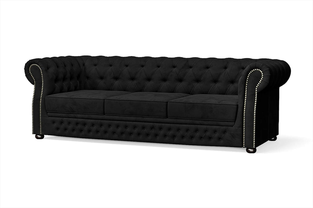 LIVELUSSO Sofa Cuneo 3 Seater Sofa Black Velvet