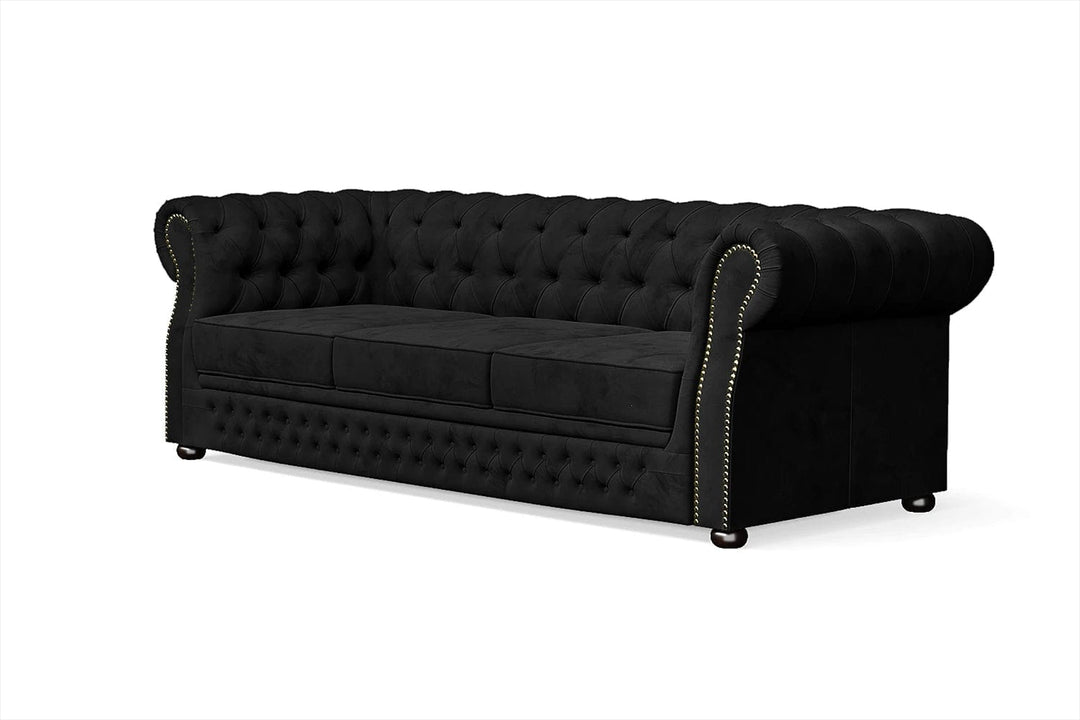 LIVELUSSO Sofa Cuneo 3 Seater Sofa Black Velvet