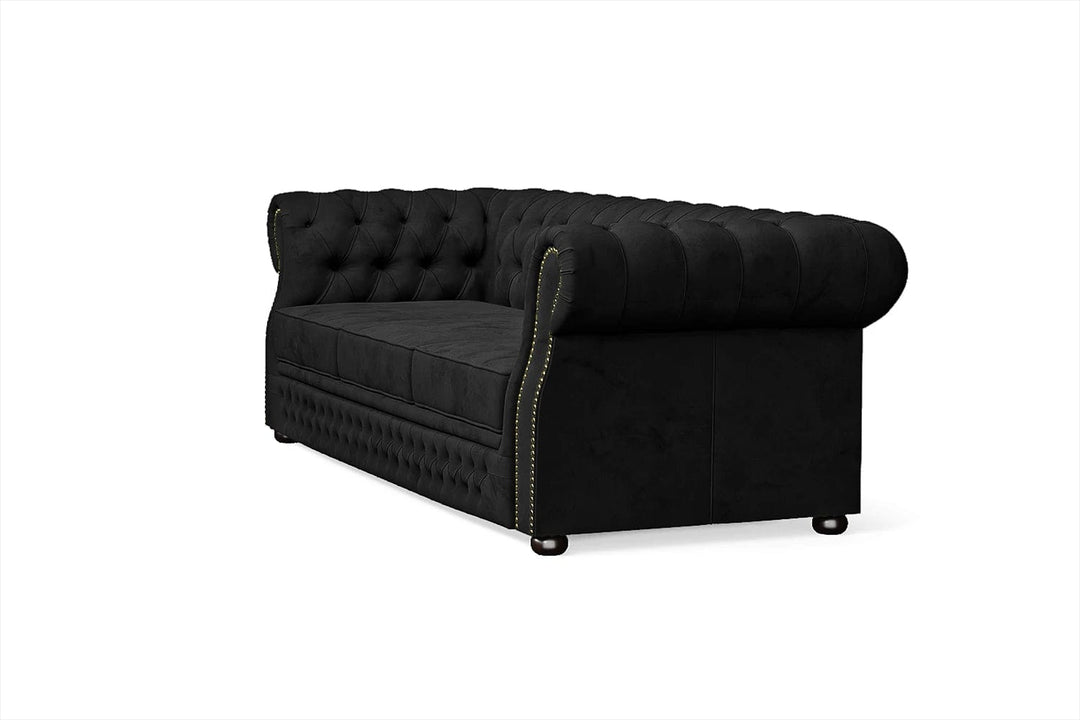 LIVELUSSO Sofa Cuneo 3 Seater Sofa Black Velvet