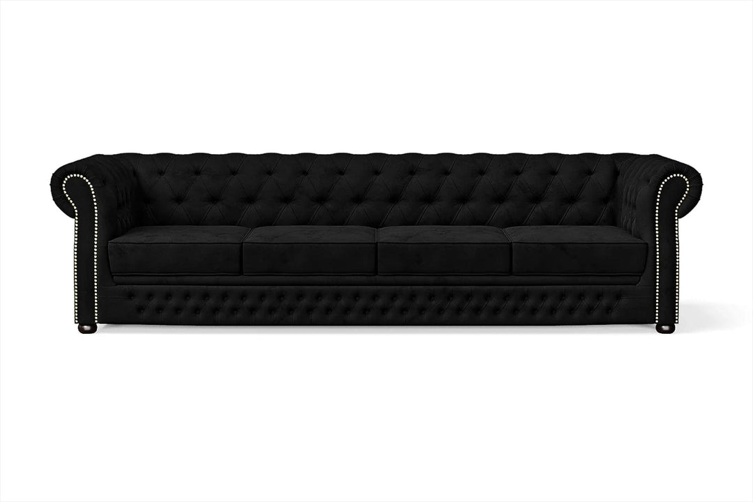 LIVELUSSO Sofa Cuneo 4 Seater Sofa Black Velvet