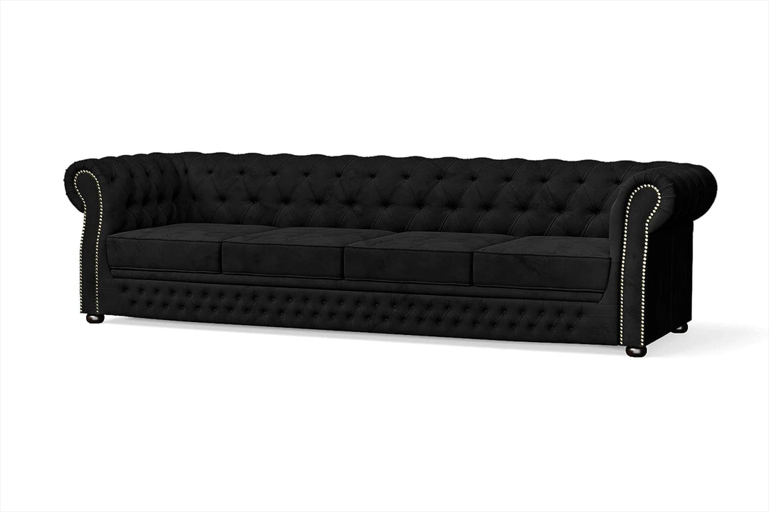 LIVELUSSO Sofa Cuneo 4 Seater Sofa Black Velvet