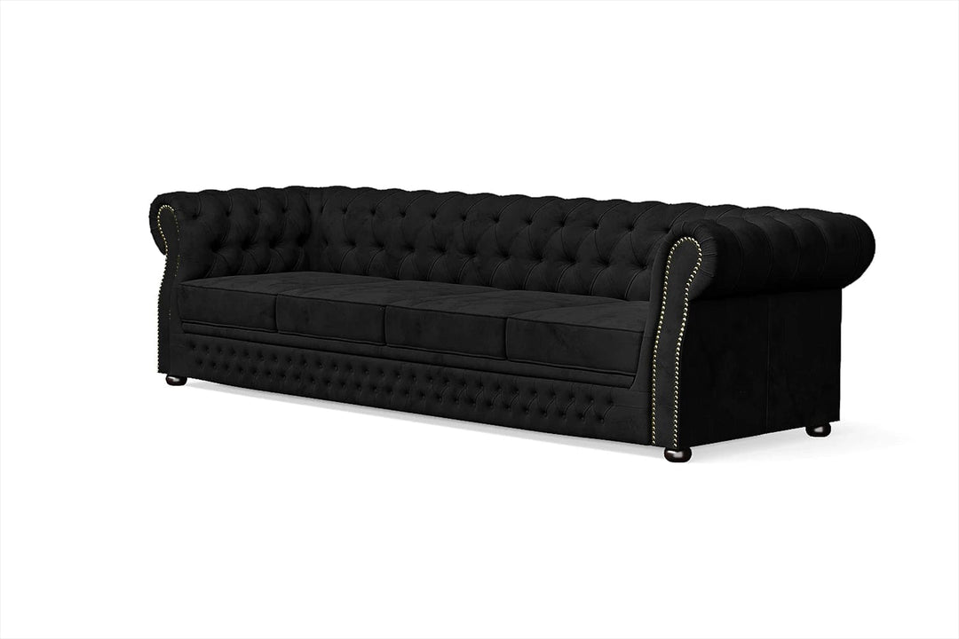 LIVELUSSO Sofa Cuneo 4 Seater Sofa Black Velvet