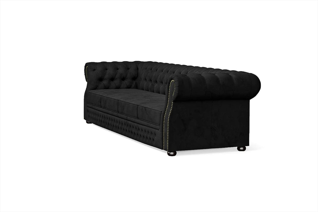 LIVELUSSO Sofa Cuneo 4 Seater Sofa Black Velvet