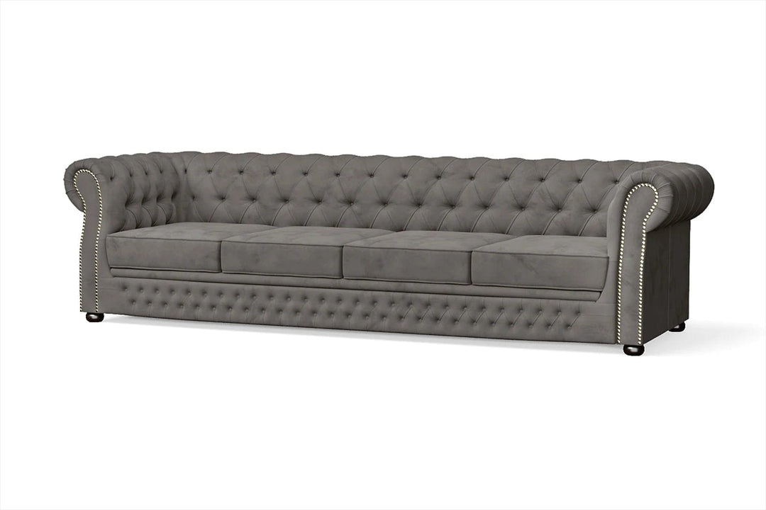 LIVELUSSO Sofa Cuneo 4 Seater Sofa Grey Velvet