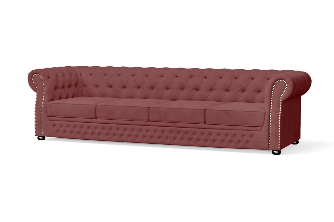 LIVELUSSO Sofa Cuneo 4 Seater Sofa Pink Velvet