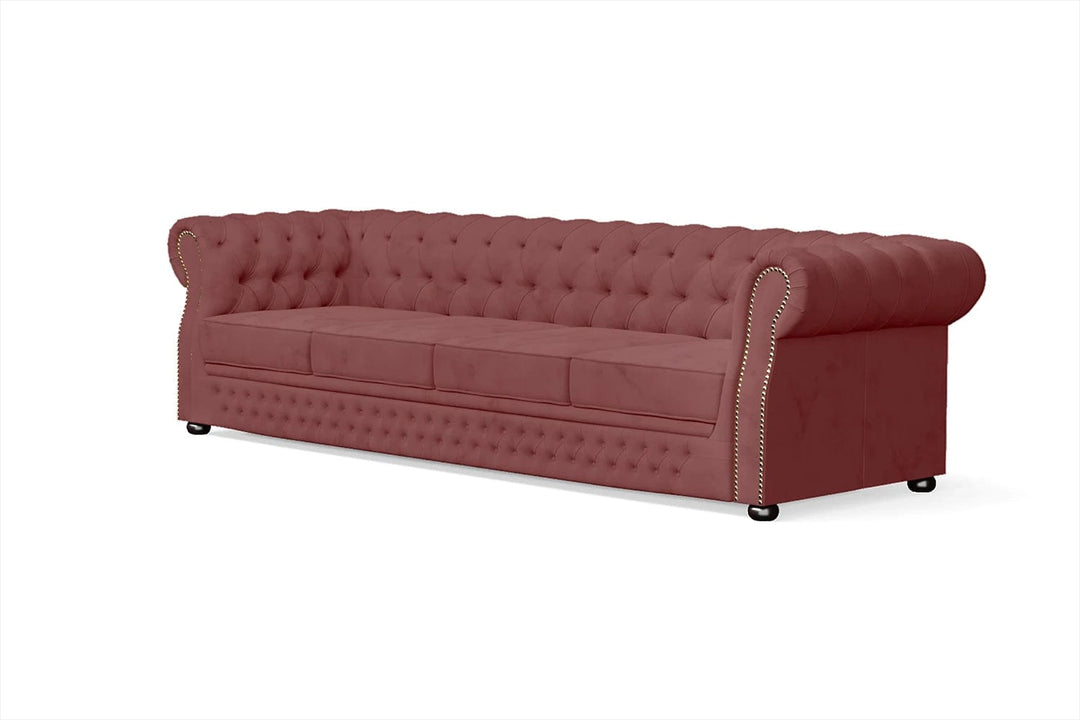 LIVELUSSO Sofa Cuneo 4 Seater Sofa Pink Velvet