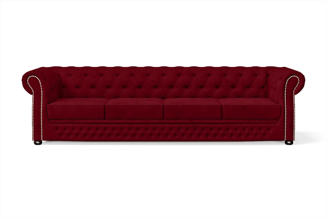 LIVELUSSO Sofa Cuneo 4 Seater Sofa Red Velvet