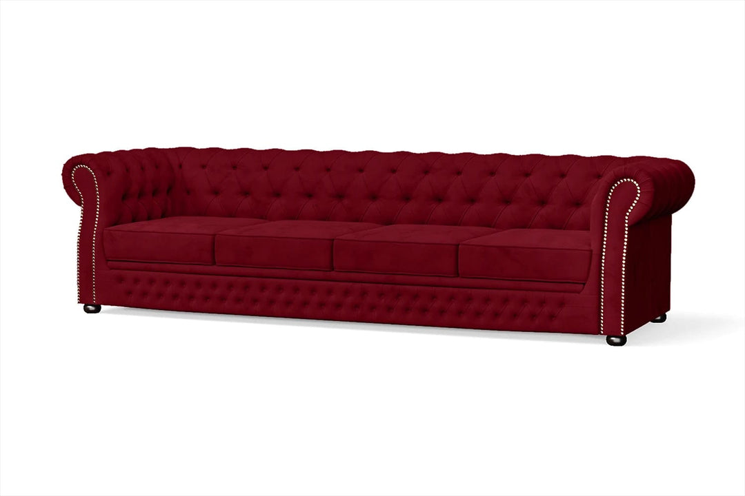 LIVELUSSO Sofa Cuneo 4 Seater Sofa Red Velvet