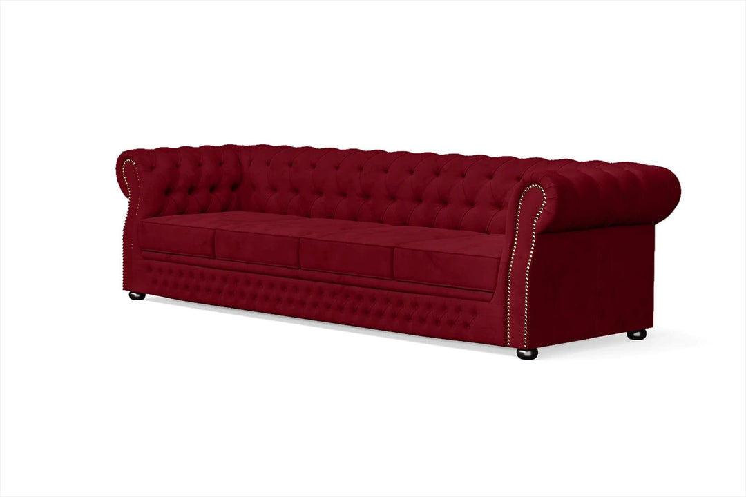 LIVELUSSO Sofa Cuneo 4 Seater Sofa Red Velvet