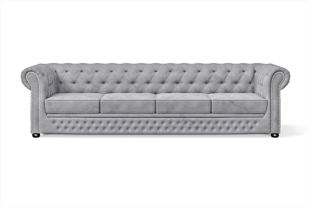 LIVELUSSO Sofa Cuneo 4 Seater Sofa Silver Velvet