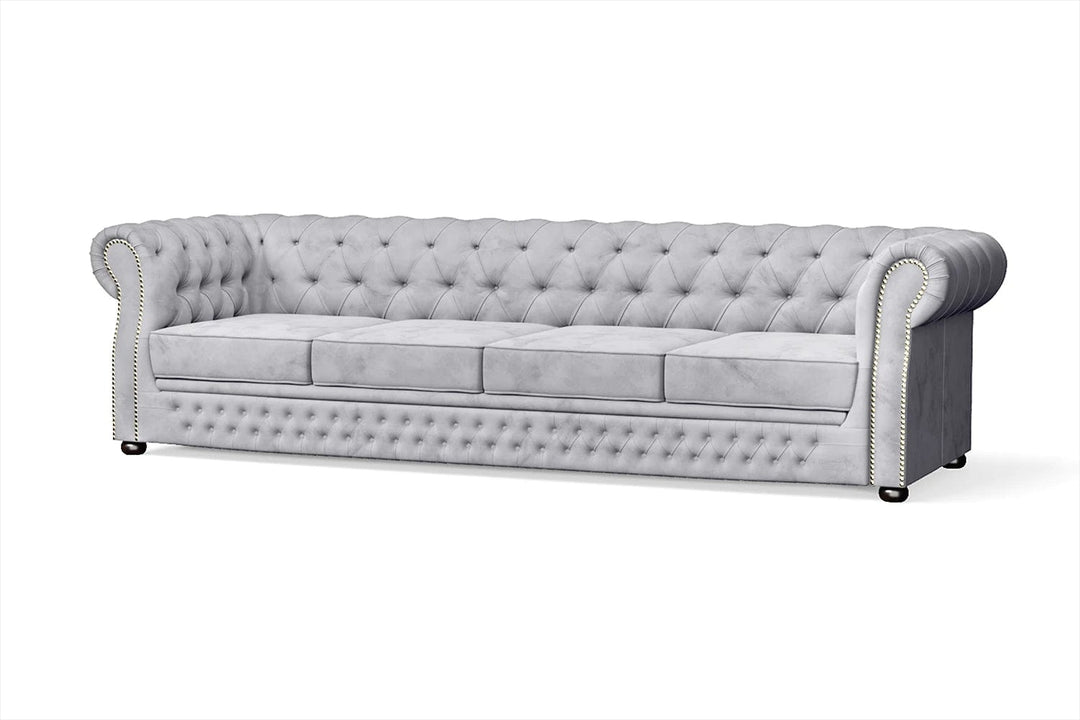 LIVELUSSO Sofa Cuneo 4 Seater Sofa Silver Velvet