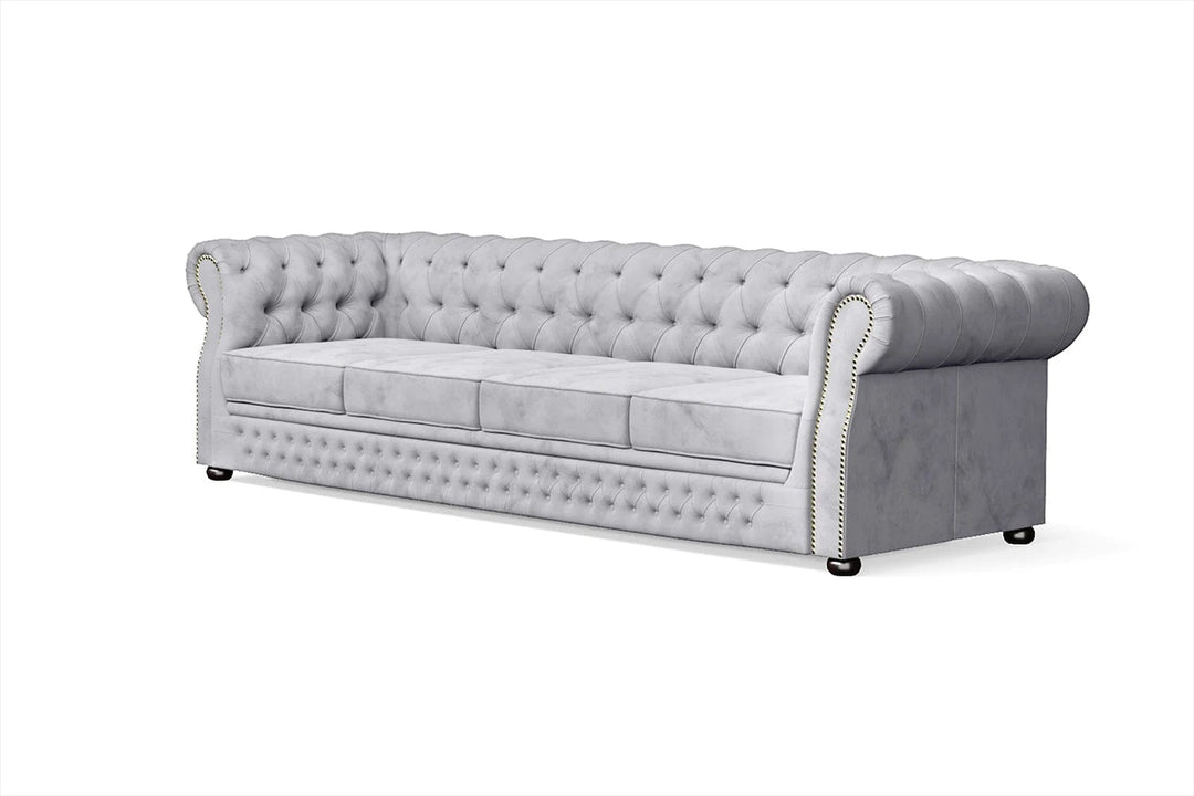 LIVELUSSO Sofa Cuneo 4 Seater Sofa Silver Velvet