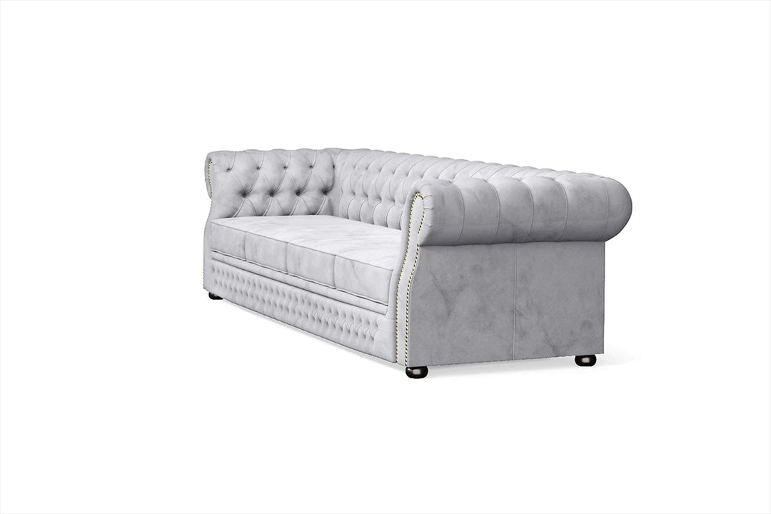 LIVELUSSO Sofa Cuneo 4 Seater Sofa Silver Velvet