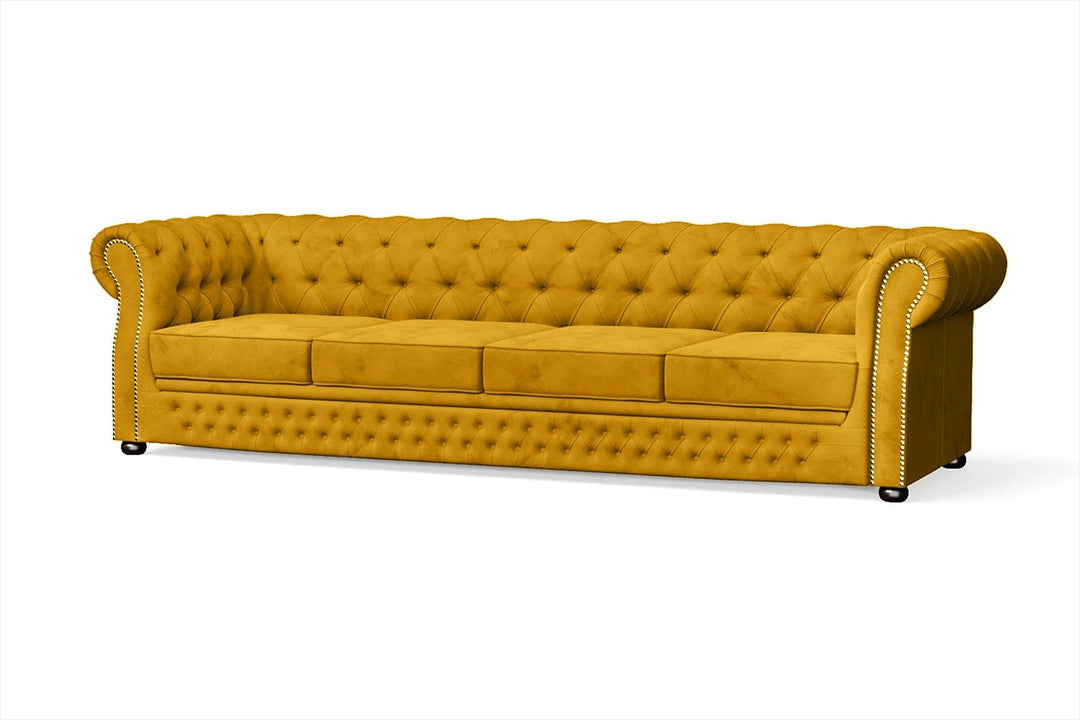 LIVELUSSO Sofa Cuneo 4 Seater Sofa Yellow Velvet