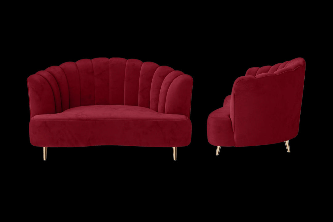 LIVELUSSO Sofa Elena 2 Seater Sofa Red Velvet