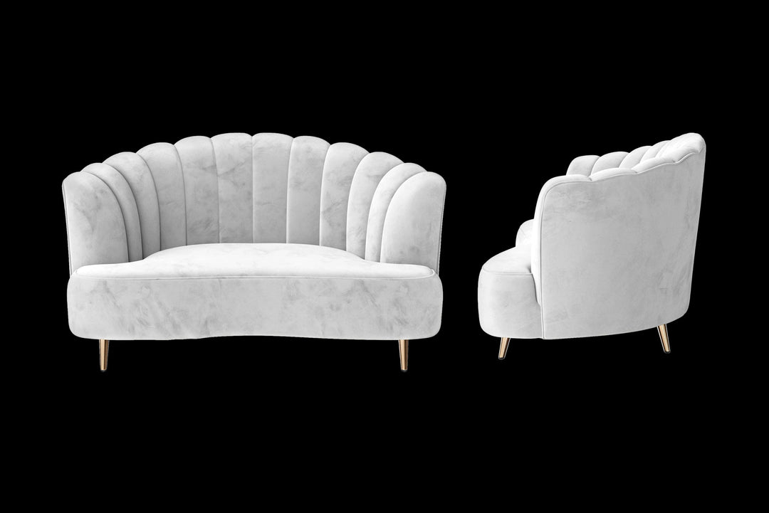 LIVELUSSO Sofa Elena 2 Seater Sofa White Velvet