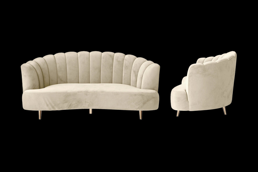 LIVELUSSO Sofa Elena 3 Seater Sofa Cream Velvet