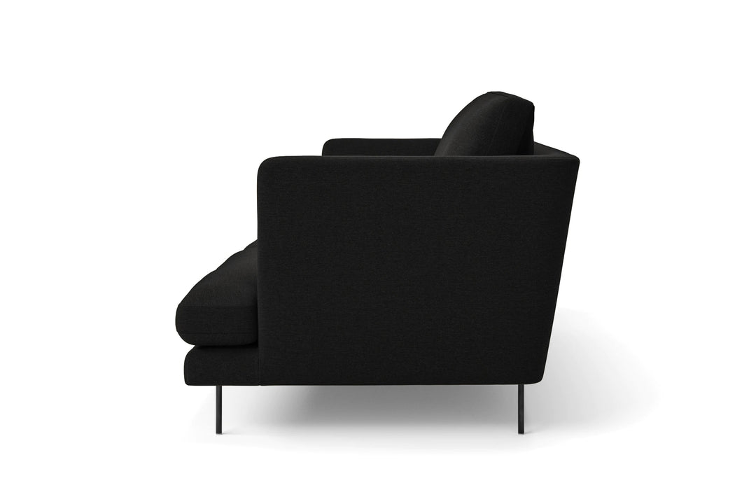 LIVELUSSO Sofa Faenza 3 Seater Sofa Black Linen Fabric