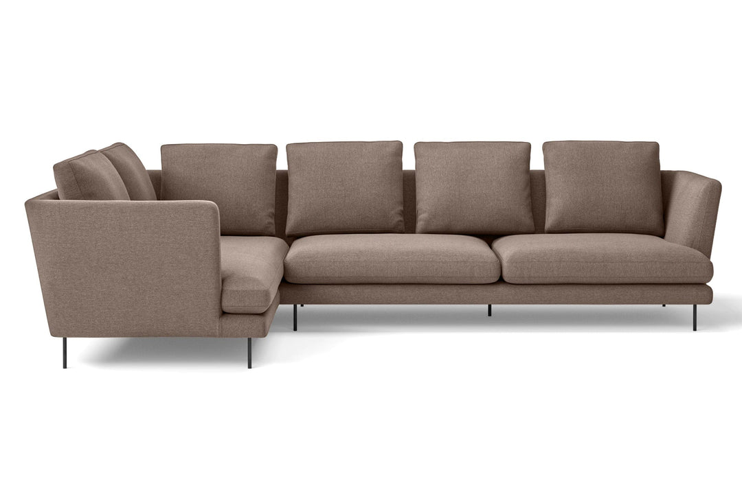 LIVELUSSO Chaise Lounge Sofa Faenza 4 Seater Left Hand Facing Chaise Lounge Corner Sofa Caramel Linen Fabric