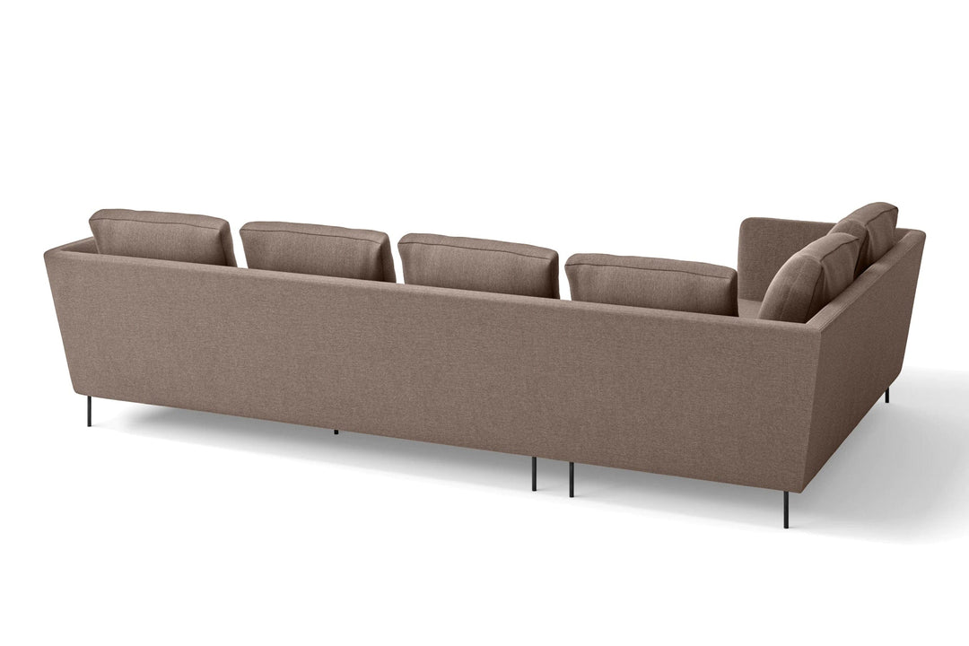 LIVELUSSO Chaise Lounge Sofa Faenza 4 Seater Left Hand Facing Chaise Lounge Corner Sofa Caramel Linen Fabric