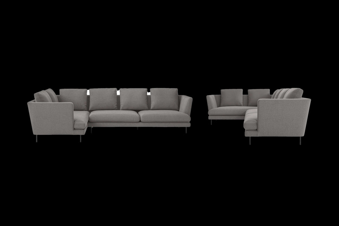 LIVELUSSO Chaise Lounge Sofa Faenza 4 Seater Left Hand Facing Chaise Lounge Corner Sofa Grey Linen Fabric