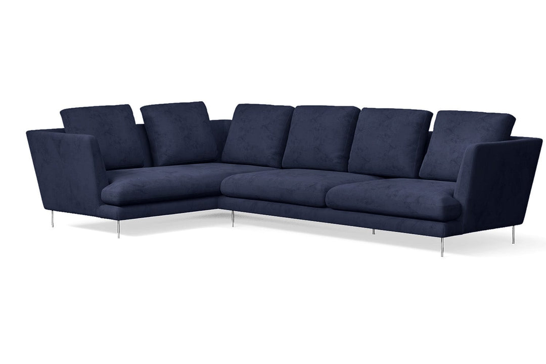 LIVELUSSO Chaise Lounge Sofa Faenza 4 Seater Left Hand Facing Chaise Lounge Corner Sofa Dark Blue Velvet